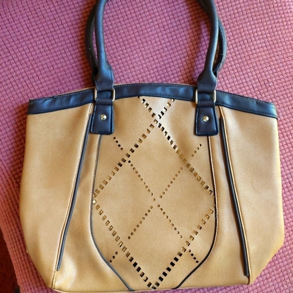 Vintage* Ecosse Tan & Brown Large Handbag/Purse